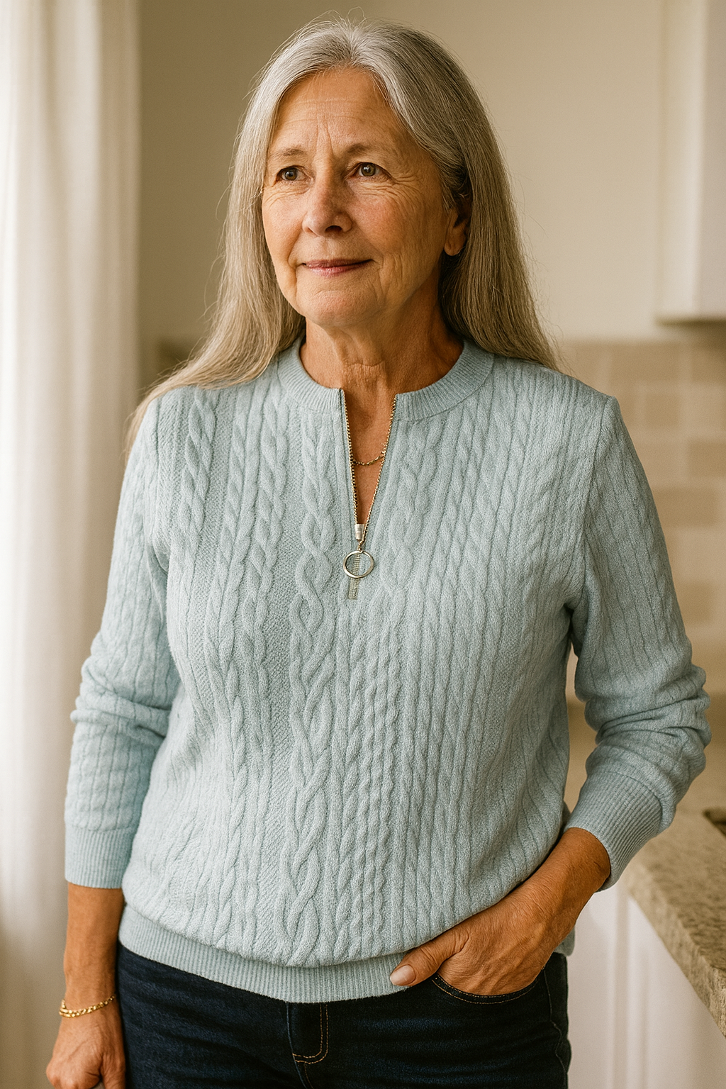 Astrid - zip adīts džemperis