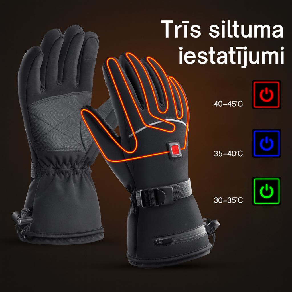 Dagnis - uzlādējamie sildāmie cimdi (+2 bezmaksas baterijas)