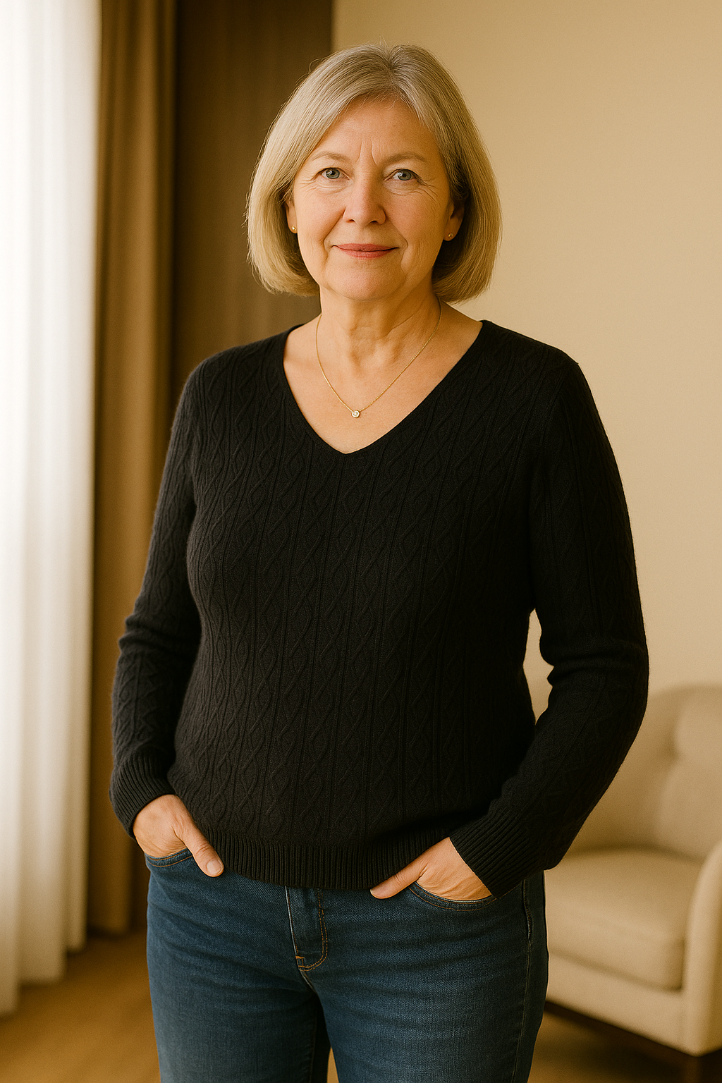 Līga - adīts V veida džemperis