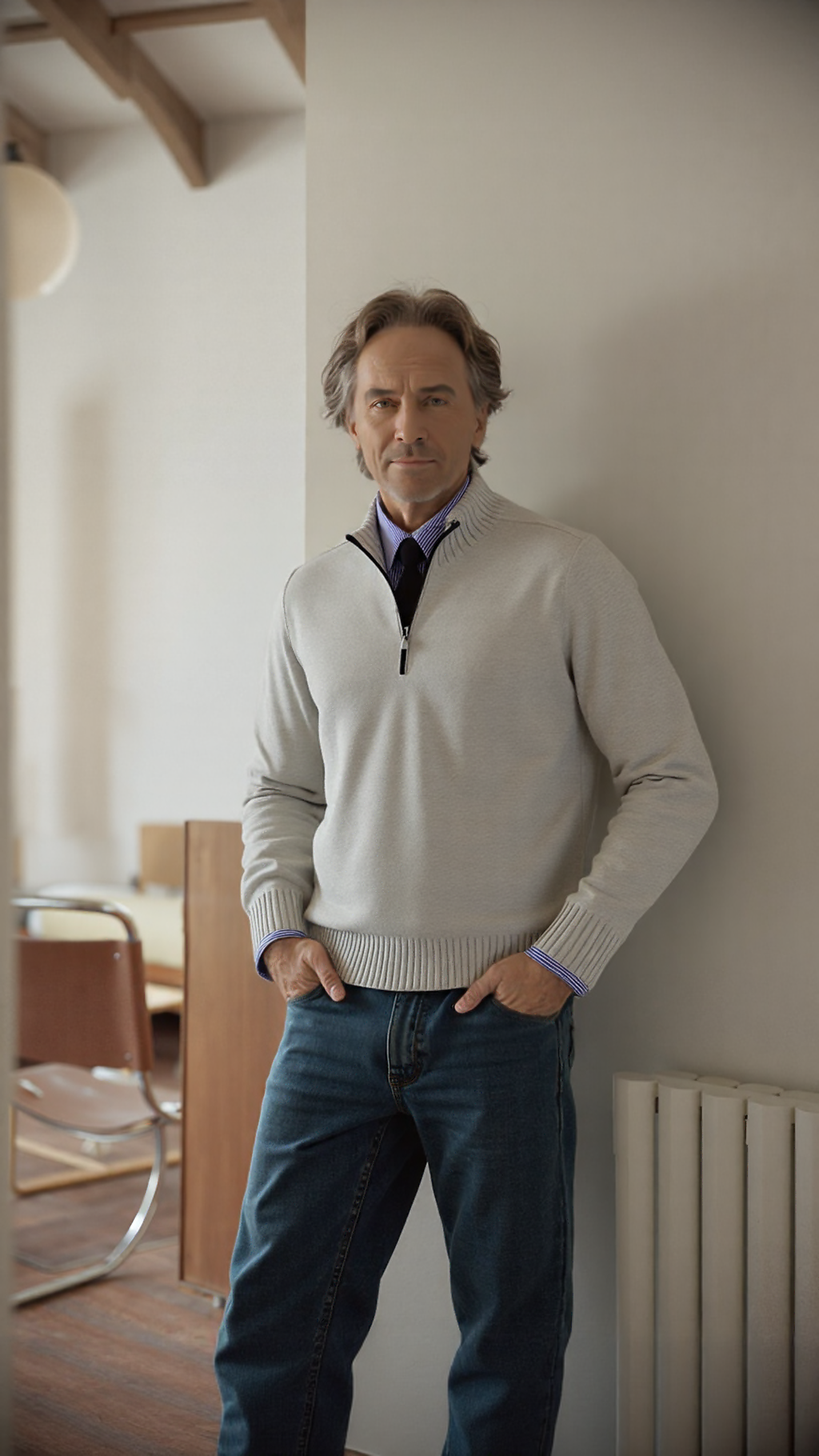 Renārs - trikotāžas džemperis ar rāvējslēdzēju