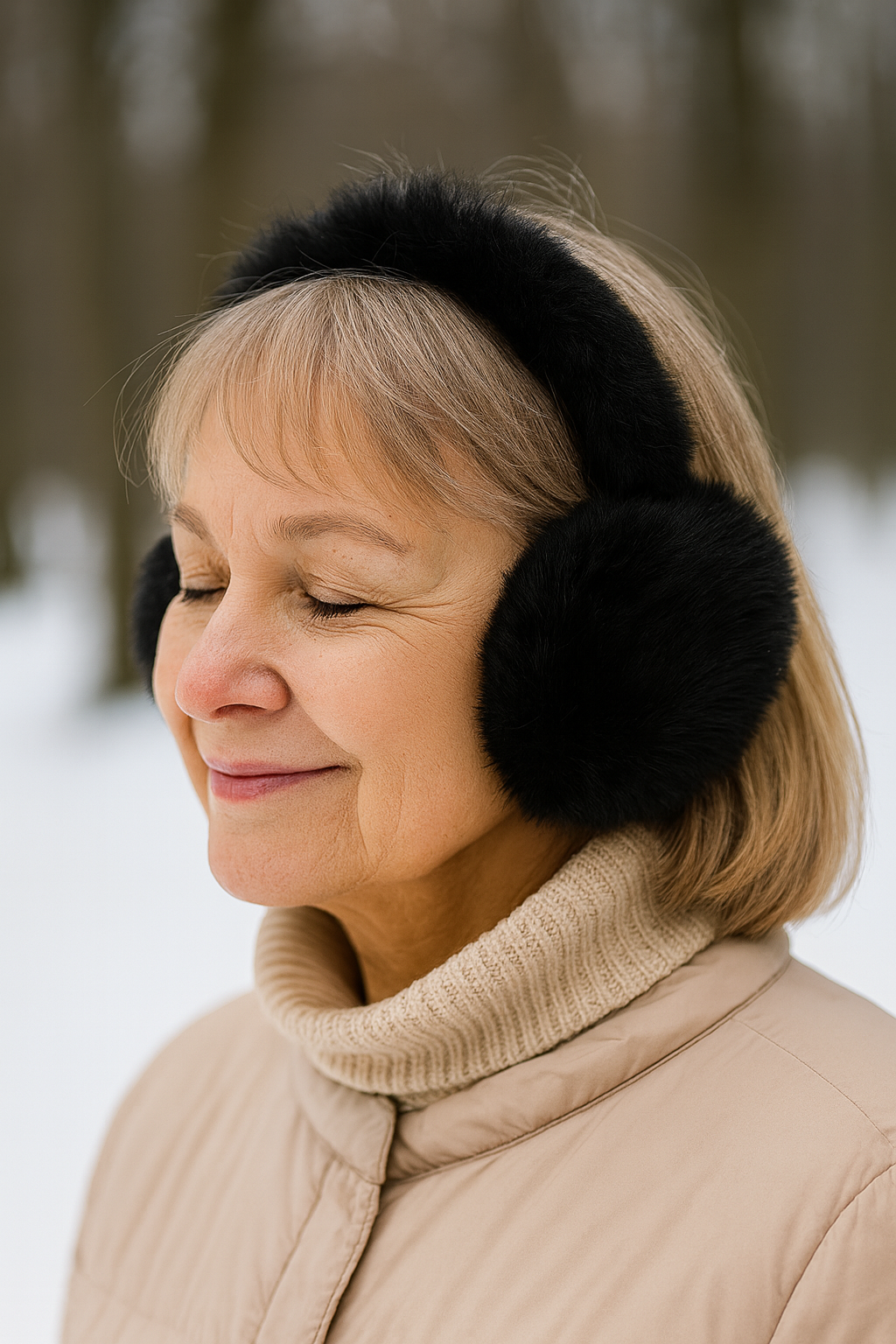 Sniedze - siltās plīša austiņas