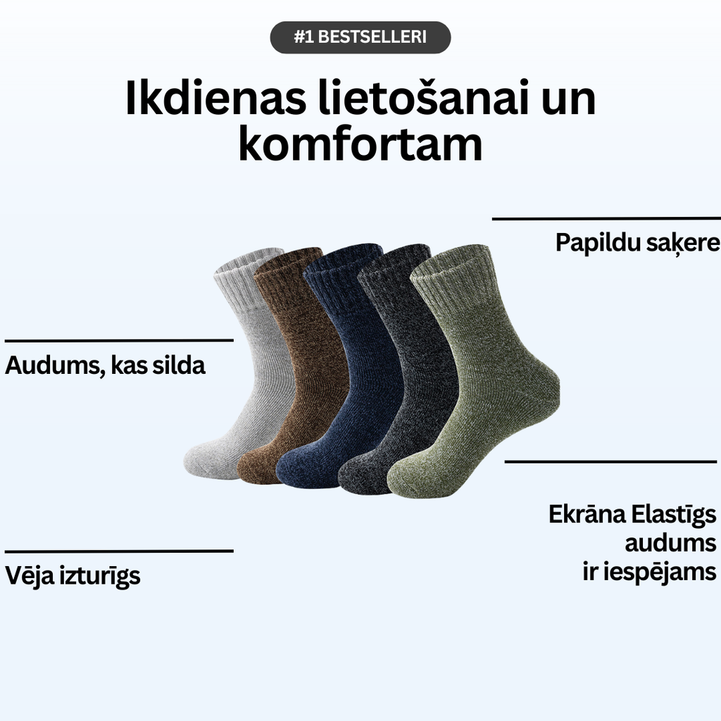 Andris - termo vilnas zeķes (5 pāri)